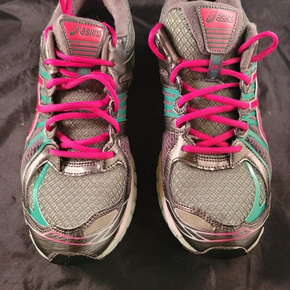 Asics Womens Gel Nimbus 15 T3B5N Gray Green Pink Running Shoes Sneakers Size 11 - Picture 8 of 9